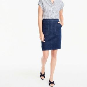 J. Crew Trademark Back Lace Up Denim Pencil Skirt